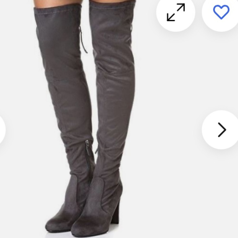 Sam Edelman Kent Microsuede Dark Grey Over the Knee Boots Size 6